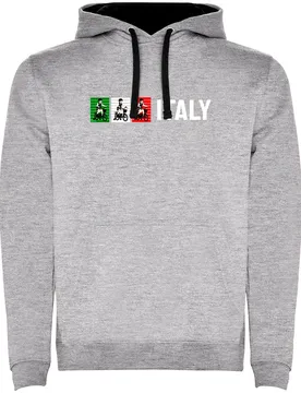 Felpa Con Cappuccio Italy Two-colour Heather Grey / Black