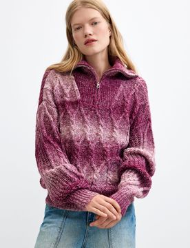 Pull en maille épaisse avec fermeture éclair, , Rouge, S