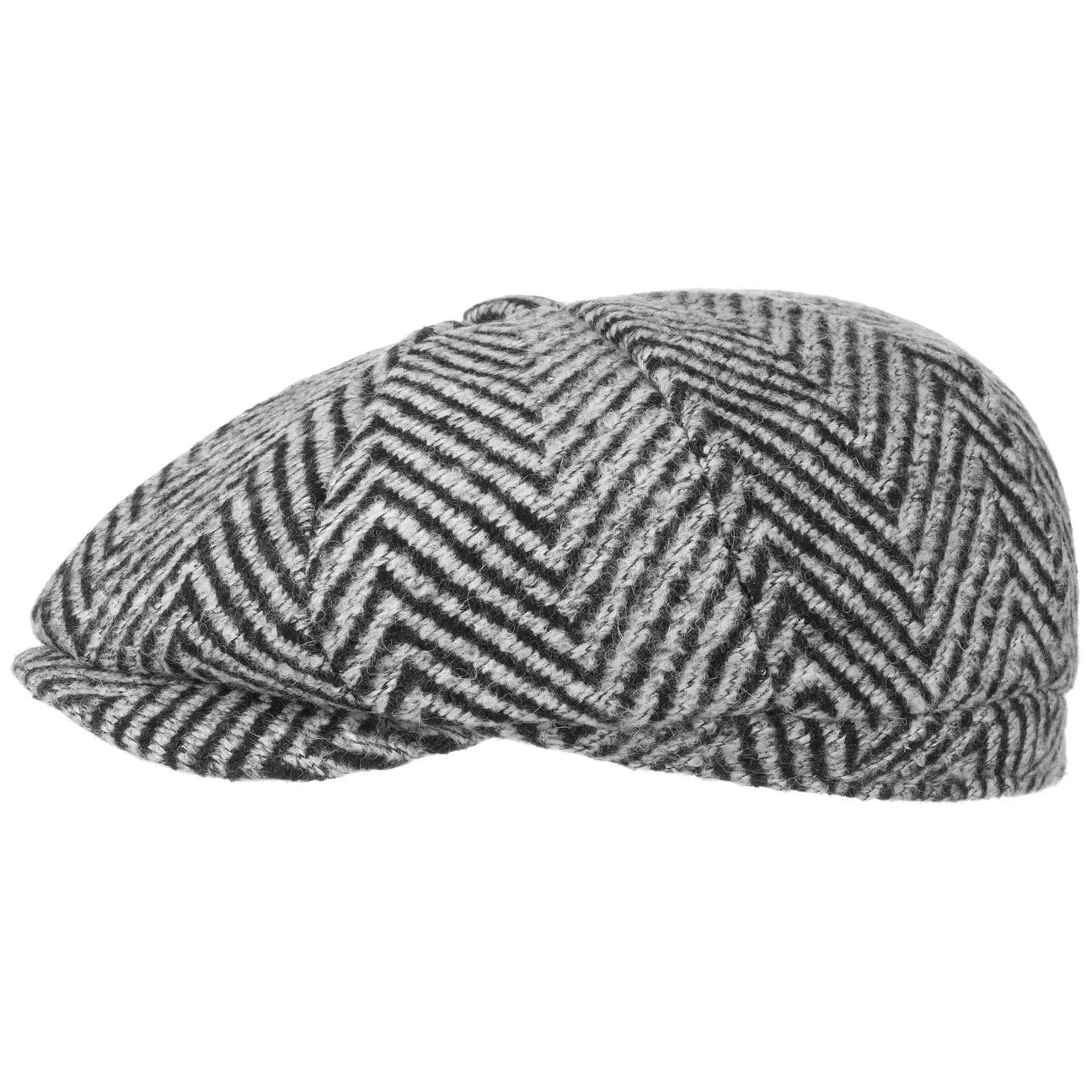 Coarse Herringbone Flat Cap by - grey - Herren - Size: M (57-58 cm) - Lipodo - FashionsVida