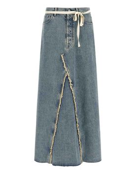 Gonna in denim con orlo grezzo