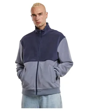 Felpa Con Zip Colour Block Polar Fleece Navy / Cloud Sky 5XL - Urban classics - FashionsVida