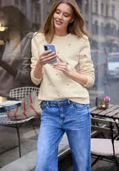 Street One Shirt mit Herzstickerei female Beige