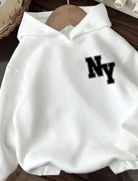 Sudadera casual minimalista con gráfico de letra NY para adolescentes, adecuada para otoño - Shein - FashionsVida