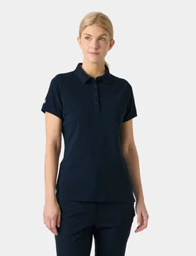 Women's Crew Pique 2 Cotton Polo Shirt Navy M - Navy Blue - Female - Helly Hansen - FashionsVida
