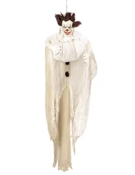 Horrorclown-Dekofigur Halloween-Deko weiss-schwarz 130 cm
