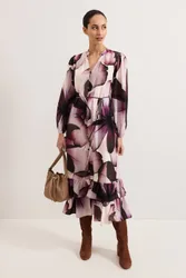 Clarra Floral Dress - Mauve - Size: 14