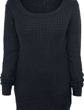 Strickpullover - Ladies Long Wideneck Sweater - XS bis XL - für Damen - Größe S - schwarz - Frauen - female