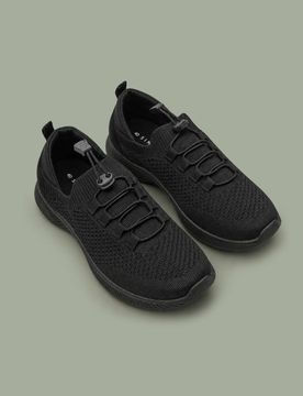 Sneakers in tessuto con stopper - nero