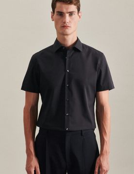 Slim Business Hemd Uni Schwarz 36