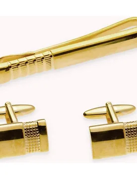 Set de gemelos y pasador de hombre de metal bañado en - OKsilver - FashionsVida