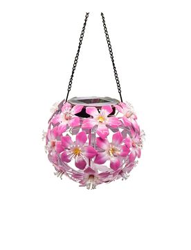 Solar-LED-Hängeleuchte "Hibiskus" pink