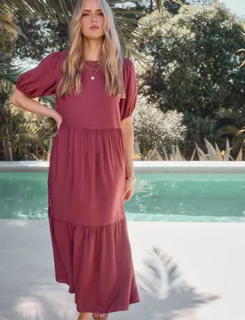 Women's Tall Smock Denim Maxi Dress in Dark Red Size: 16 - Dark Red - Size: 16 - Long tall sally - FashionsVida