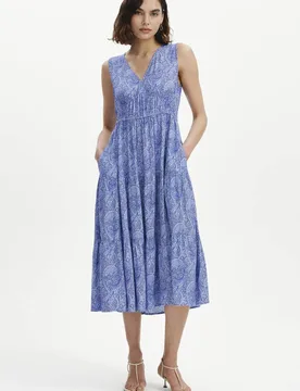 Women's Stacey Sleeveless Tiered Midi Dress in Bright Blue Size: 24 - Bright Blue - Size: 24 - Finery London - FashionsVida