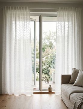 Tenda con nastro e motivo geometrico - bianco