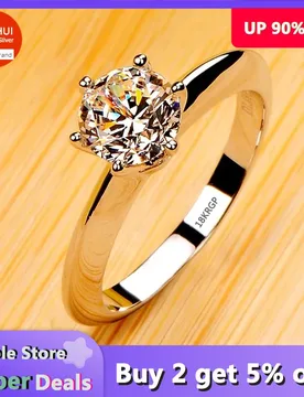 Never Fade Luxury Classic 18K White Gold Color Ring Solitaire 2 Carat Zirconia Diamant Wedding Band Women Jewelry Accessories - Aliexpress - FashionsVida