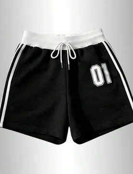 Shorts casuales de verano para mujer con estampado de números, fáciles de combinar con todos los atuendos deportivos en color negro - Shein - FashionsVida