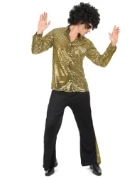 Disco Kostüm für Herren gold-schwarz - male