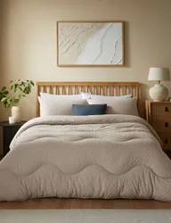 Tufted Dots Coverless Duvet and Pillowcases Oatmeal