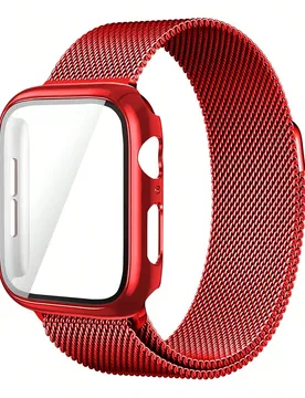 Correa de reloj 2 en 1 + Estuche de reloj, compatible con Apple Watch. Correa de acero inoxidable suave y transpirable ajustable con correa magnética - Shein - FashionsVida