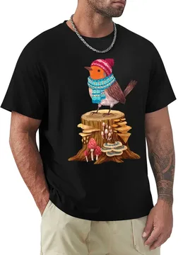Robin Bird in a cozy winter scarf and hat T-Shirt Moisture Control Sports Tee - Aliexpress - FashionsVida