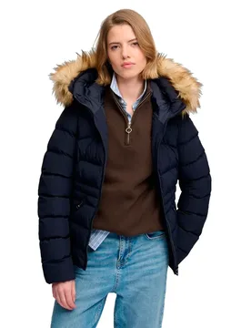 Giacca Faux Fur Fuji Padded Darkest Navy 2XL - Superdry - FashionsVida