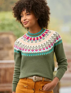 Women's Tilly Floral Fairisle Jumper in Green Size: 12 - Green - Size: 12 - Joe browns - FashionsVida
