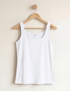 Women's Combed Cotton Square Neck Vest 2 Pcs Pack in White Size: 12 - White - Size: 12 - Enorsia - FashionsVida