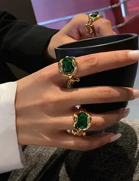 French Vintage Green Zircon Ring for Girls Fashion Niche Design High-end Personalized Index Finger Ring for Women - Aliexpress - FashionsVida