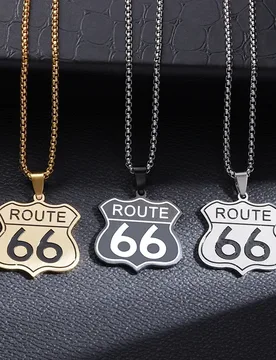 Fashion Route 66 Mother Road Pendant Stainless Steel Necklace Mens Womens Vintage Bike Race Party Jewelry - Aliexpress - FashionsVida