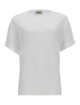 T-shirt bianca girocollo in cotone