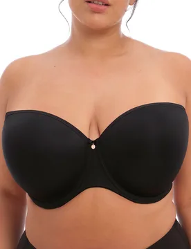 Womens Smooth Moulded Strapless Bra - Black Polyamide - Size 40h - Elomi - FashionsVida