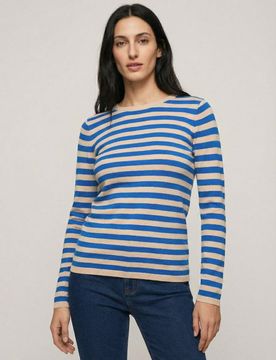 Maglione in viscosa a righe - indaco