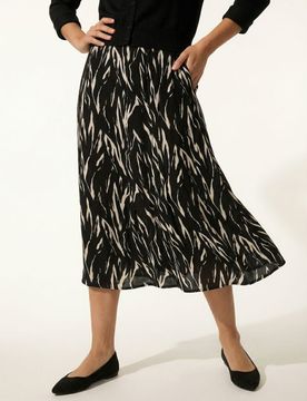 Gonna midi in viscosa con motivo astratto - multicolor