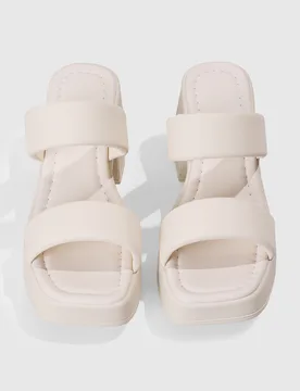 Sandalias tipo slide con plataforma de tacón alto impermeables para mujer, zapatos de moda de verano con correa, suela gruesa, para exterior, sin cor - Shein - FashionsVida