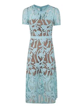 Abito midi in pizzo azzurro