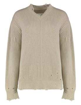 Distressed Ribbed Sweater