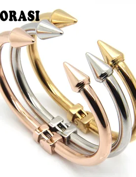 Top Quality Stainless Steel Jewelry Conical Arrows Bracelets & Bangles Wholesale Gold Color Cone Nail Cuff Bracelet For Women - Aliexpress - FashionsVida