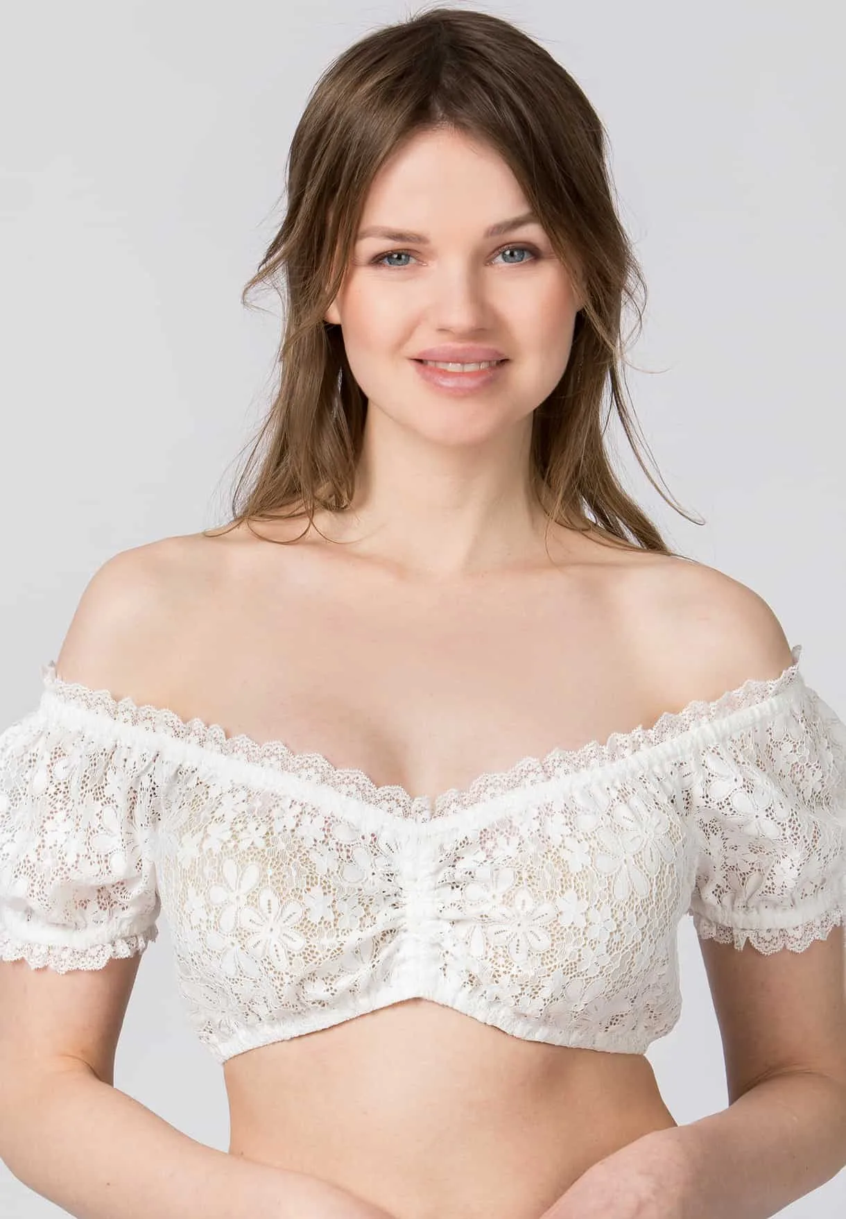 Dirndlbluse Katya (creme, Gr. 48) von für Damen, Dirndlblusen, 90% Polyamid, 10% Elastan - Stockerpoint - FashionsVida