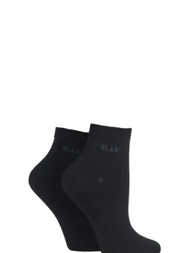 Pair Black Bamboo Anklet Socks Ladies 4-8 Ladies - - Black - Size: Small - ELLE - FashionsVida