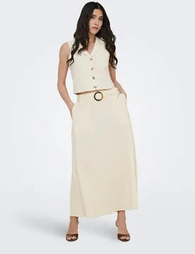 Falda midi de lino con cinturón - JDY - FashionsVida
