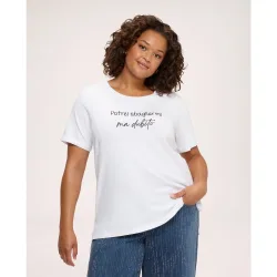 Camiseta de mujer de algodón con frase irónica ajuste regular para el máximo confort