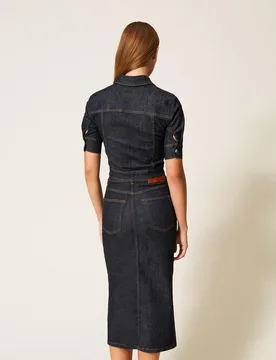 Jupe mi-longue en jean - Actitude by Twinset - FashionsVida