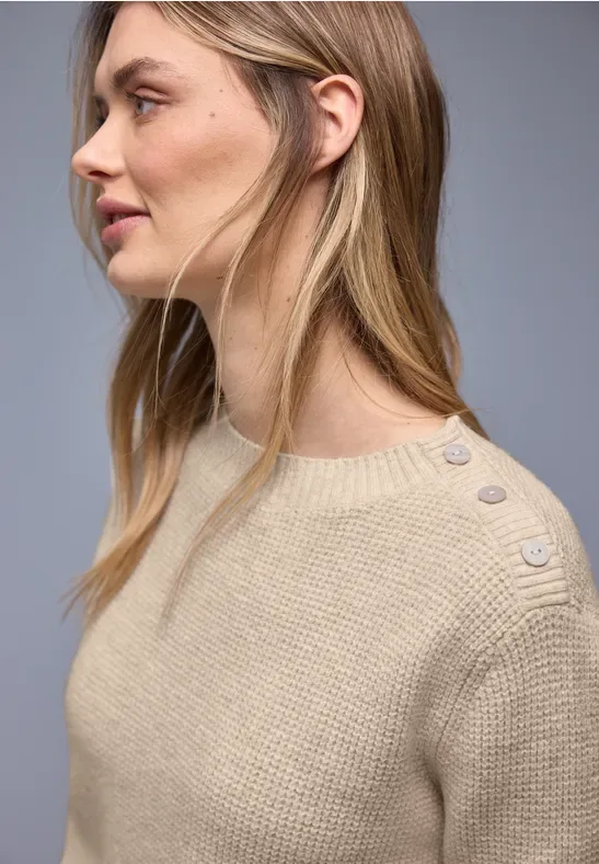 Pullover mit Knopfdetail female Beige - Street One - FashionsVida
