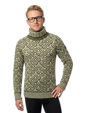 Maglione Svalbard Wool High Neck Olive / Offwhite L