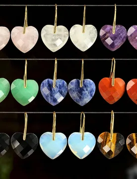 Exquisitos pendientes de corazón de piedra natural de 20 mm con cristal facetado, regalo de joyería del Día de San Valentín para mujeres, elegante - Shein - FashionsVida