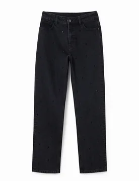 Jean droit strass BLACK 34 female - Desigual - FashionsVida