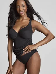 Spirit Selena Wired Plunge Tankini Top D-J Black female
