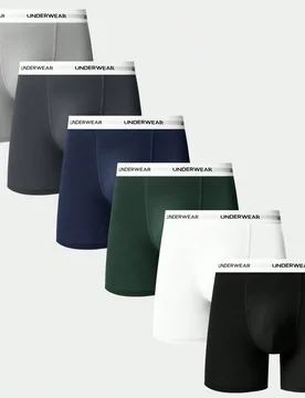 Paquete de 6 calzoncillos bóxer de pierna larga para hombres con cinturilla tejida con letras - Shein - FashionsVida