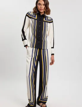 Contrast Stripe Twill Woven Wide Leg Trouser - Multicolor - Size: 10 - Karen millen - FashionsVida