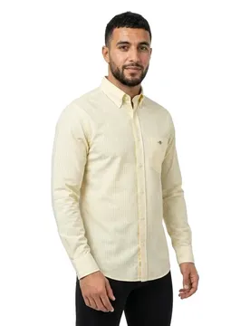 Camicia A Maniche Lunghe Reg Stripe Vanilla Yellow M
